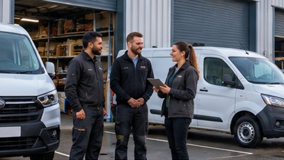 People managing business vehicles